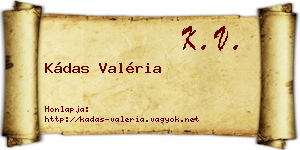 Kádas Valéria névjegykártya